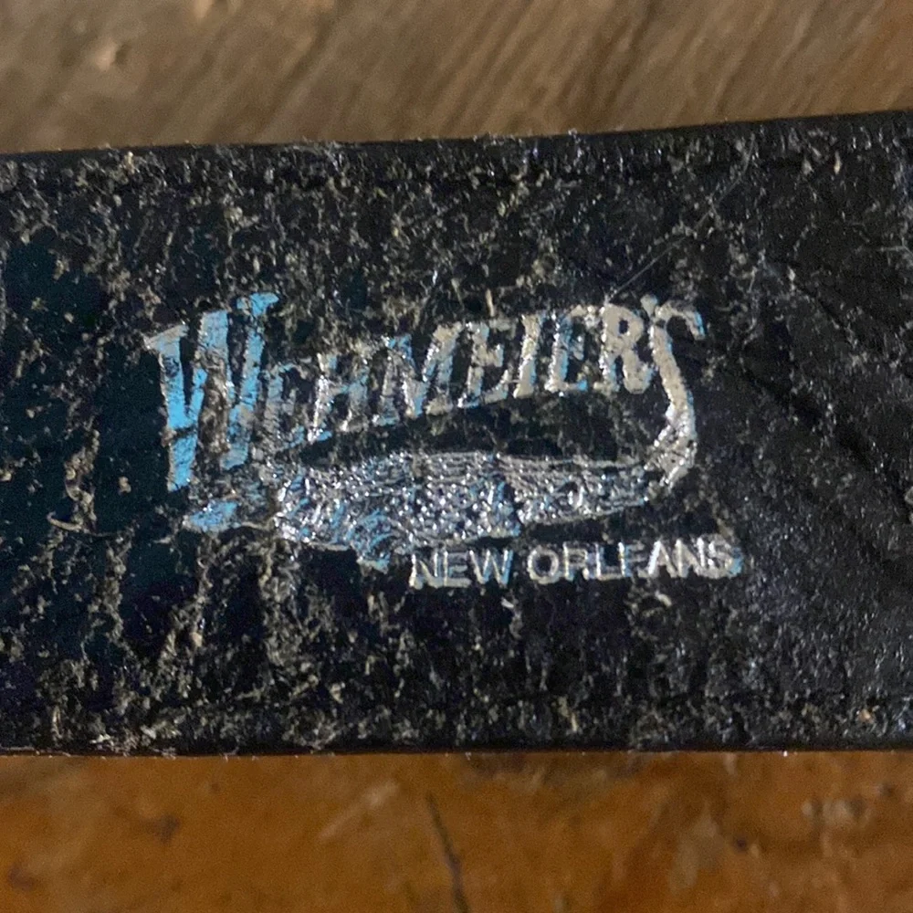 Vintage 90s Wehmeier Double S western belt size 42 black leather silver tone